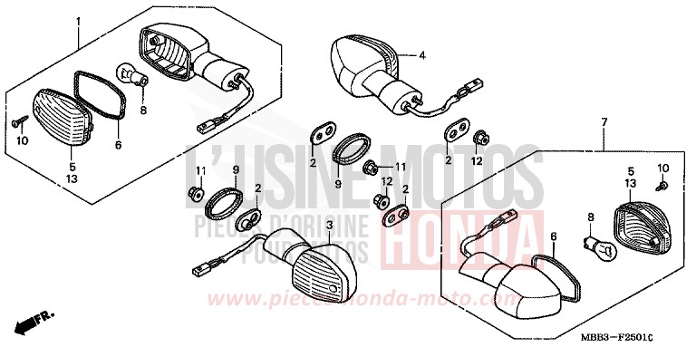 CLIGNOTANT (1,3-SAUF CM/2) de VTR "FireStorm" ITALIAN RED (R157) de 2002
